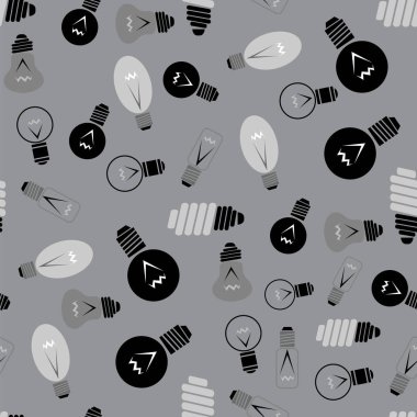 Elektrik lambası Dikişsiz desen gri arka plan üzerinde