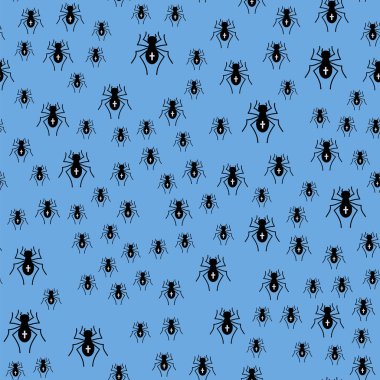 Zehirli örümcek Seamless Modeli mavi zemin üzerine