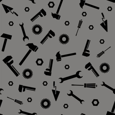 Aletleri Dikişsiz desen gri arka plan üzerine siluet