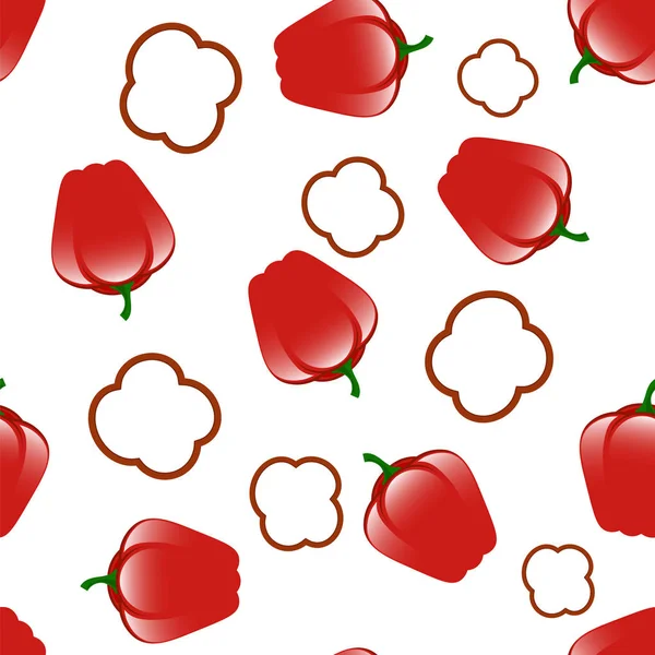 Bell Red Peppers Seamless Pattern Green Background — Stock Photo, Image