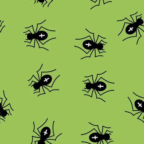 Zehirli Örümcek Seamless Modeli Yeşil Zemin Üzerine — Stok fotoğraf