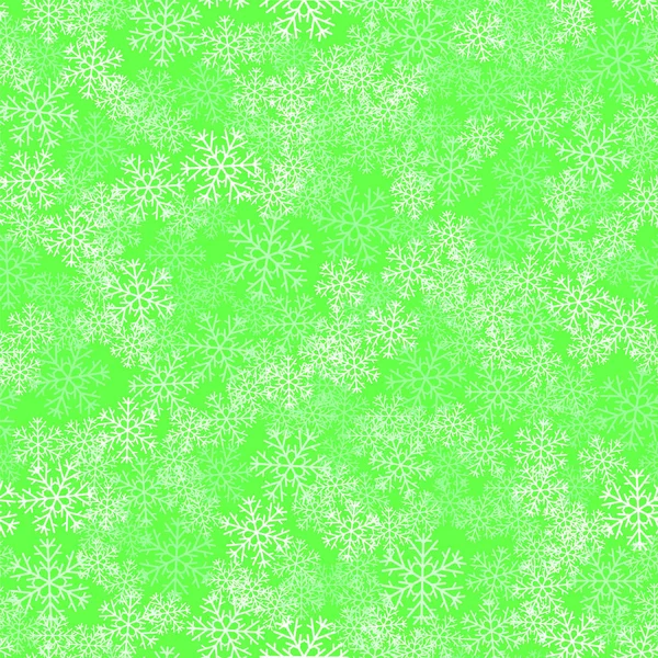 Showflakes Seamless Pattern Green Background Winter Christmas Natural Texture — Stock Photo, Image
