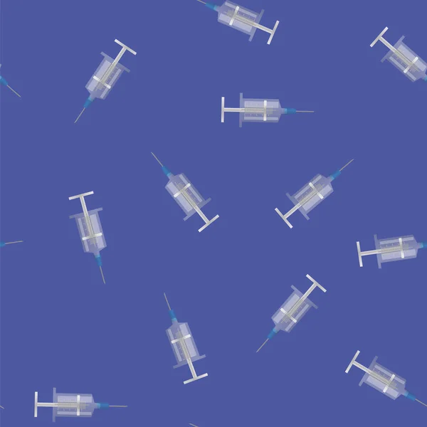 Medical Syringe Seamless Pattern Isolated Blue Background — Stock Photo, Image
