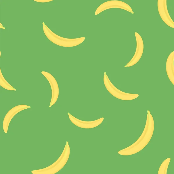 Fresh Yellow Bananes Seamless Pattern Green Background — Stock Photo, Image
