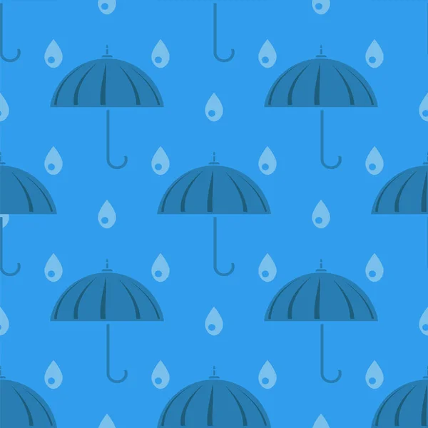 Parapluie Gouttes Pluie Motif Sans Couture Sur Fond Bleu — Photo