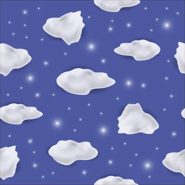 White Cloud Seamless Pattern Stars Blue Background — Stock Photo, Image
