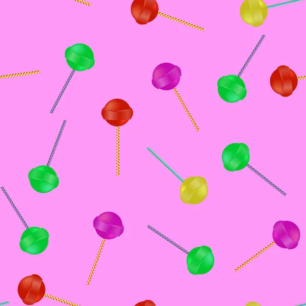 Farbige Bonbons Nahtloses Muster Auf Rosa Hintergrund — Stockfoto