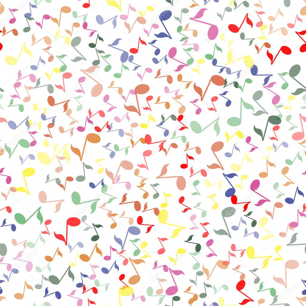 Musical Notes Seamless Pattern on White Background