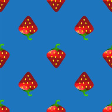 Mavi zemin üzerine taze çilek meyve Seamless Modeli