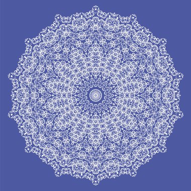 Mandala, Mavi Arkaplanda izole edildi. Yuvarlak Süs