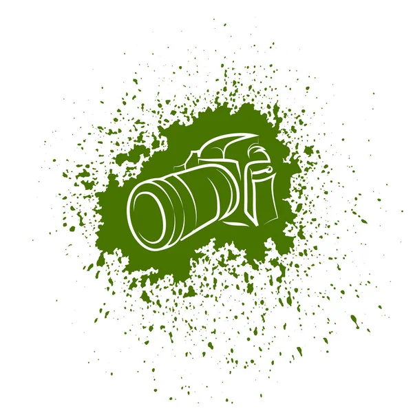 Digital Camera Icon Photographic Poster Green Blob Background — Stock Photo, Image