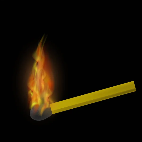 Burning Match Fire Flame Isolated Black Background — Stock Photo, Image