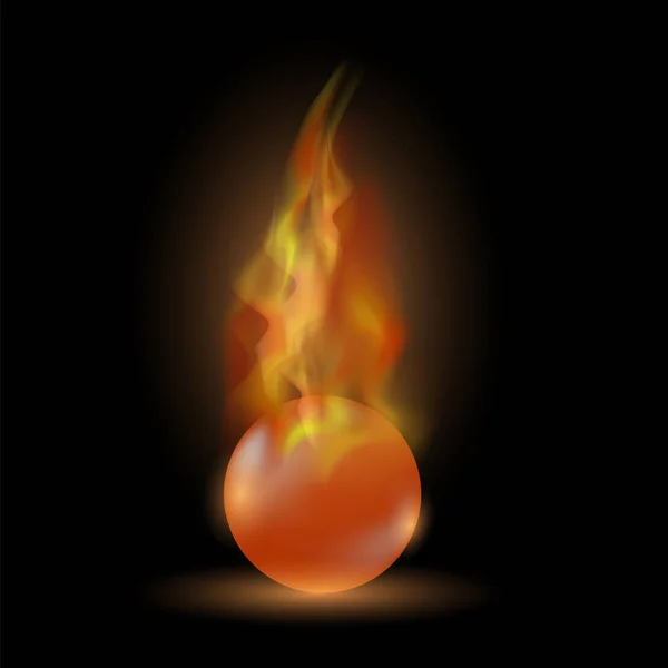 Горящая Красная Сфера Изолирована Черном Фоне Мяч Огне — стоковое фото