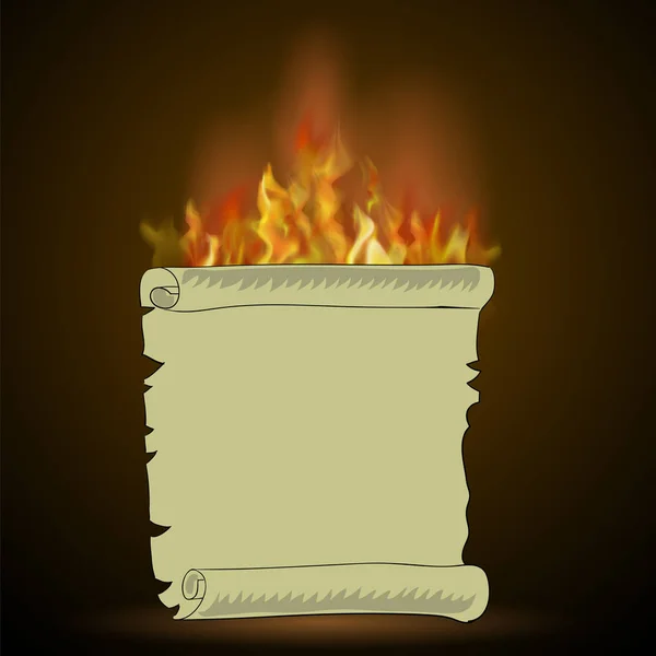 Burning Old Paper Fire Flame Isolated Black Background — Stock Photo, Image