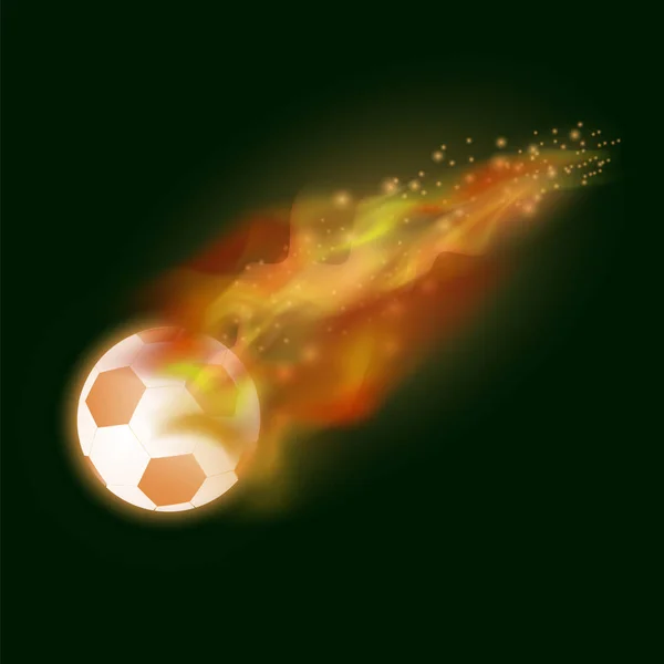 Burning Sport Ícone Futebol Com Sparcles Flares Fundo Escuro — Fotografia de Stock