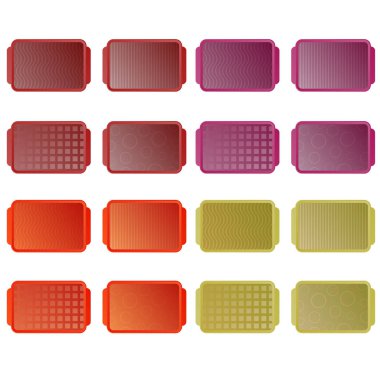 Beyaz arka plan üzerinde izole renkli Salvers kümesi