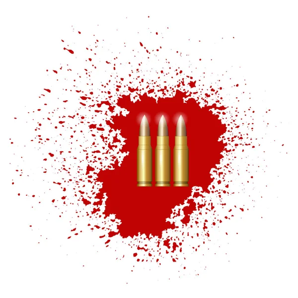 Bullet Set Isolato Schizzi Sangue Rosso — Foto Stock