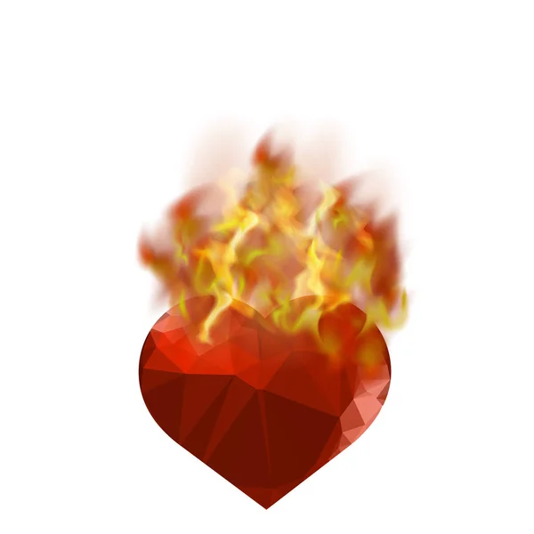 Burning Heart Fire Flame Isolated White Background — Stock Photo, Image