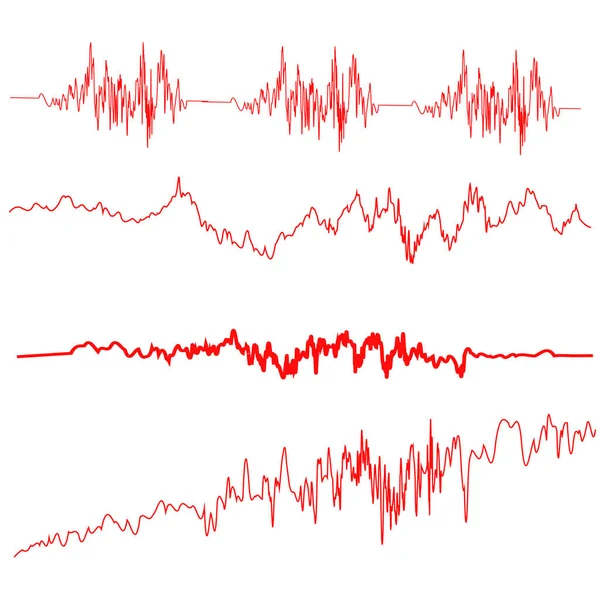 Red Sound Waves Set Screen Equalizer Musical Vibration Graph Radio — Stock Photo, Image