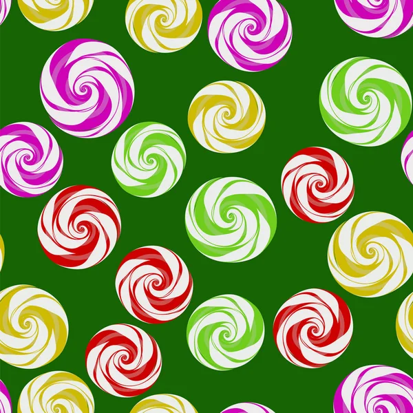 Színes Édes Candy Seamless Pattern Zöld Háttér — Stock Fotó
