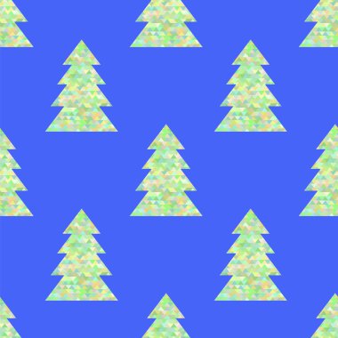 Mavi zemin üzerine yeşil dekoratif Seamless Modeli