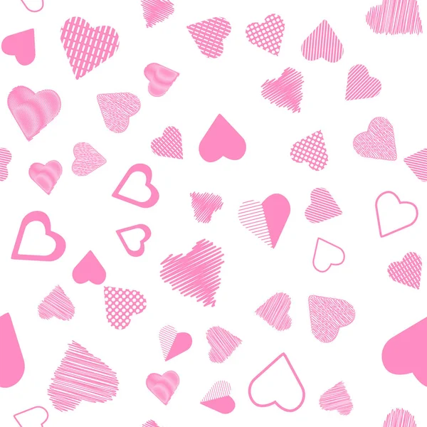 Romantisches Rosa Herz Nahtloses Muster Auf Weißem Hintergrund — Stockfoto