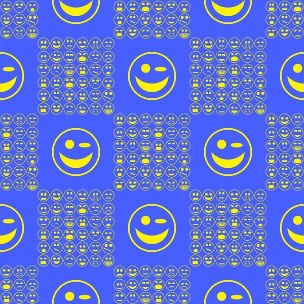 Padrão Sem Costura Sorriso Amarelo Fundo Azul — Fotografia de Stock