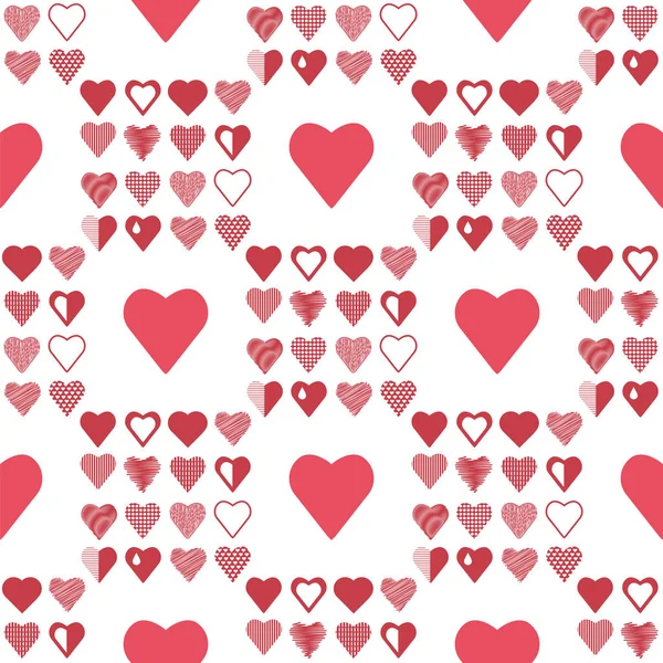 Patrón Romántico Corazón Rojo Sin Costuras Sobre Fondo Blanco —  Fotos de Stock