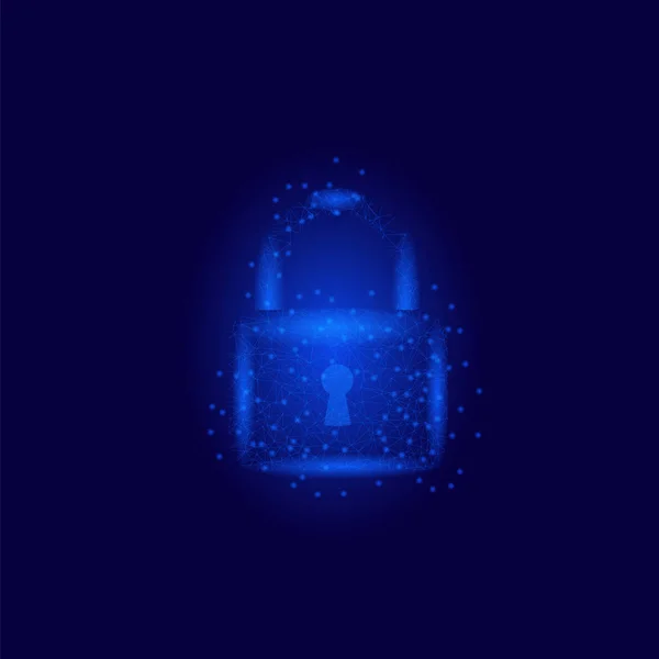 Concepto Seguridad Cibernética Candado Aislado Sobre Fondo Azul — Foto de Stock