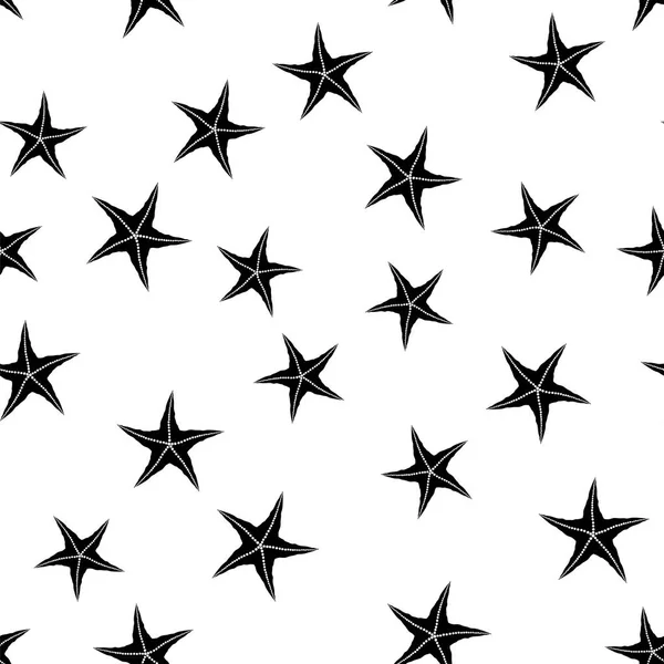 Starfish Silhouette Seamless Pattern White Background — Stock Photo, Image