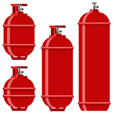 Beyaz arka plan üzerinde izole kırmızı gaz Tank Icon Set