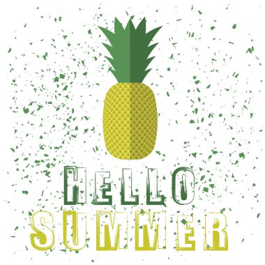Ananas simgesi tipografi tasarım beyaz Grunge arka plan üzerinde. Vintage meyve Poster, afiş, Logo veya etiket yazı ile
