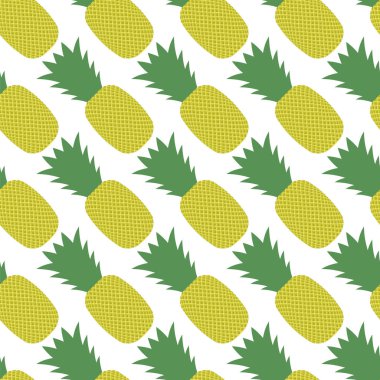 Beyaz arka plan üzerinde izole ananas desen. Tropikal meyve doku