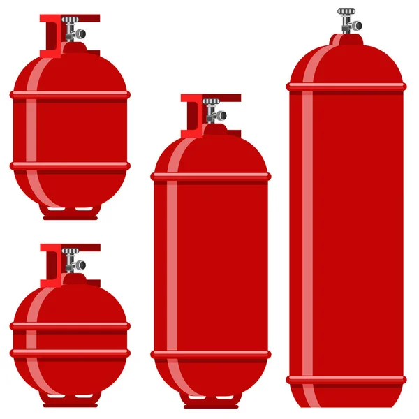 Röd Gas Tank Ikonuppsättning Isolerad Vit Bakgrund — Stockfoto