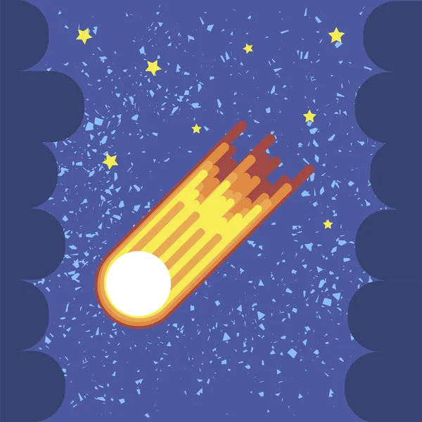 Sarı yıldız yıldızlı arka plan üzerinde izole. Yükseklik gökyüzü. Çekim Selestial kuyruklu yıldız. Meteor yağmuru. Düşen meteorit.