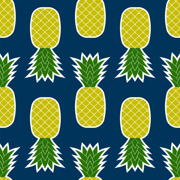 Ananas Modello Senza Cuciture Isolato Sfondo Blu Texture Frutta Tropicale — Foto Stock