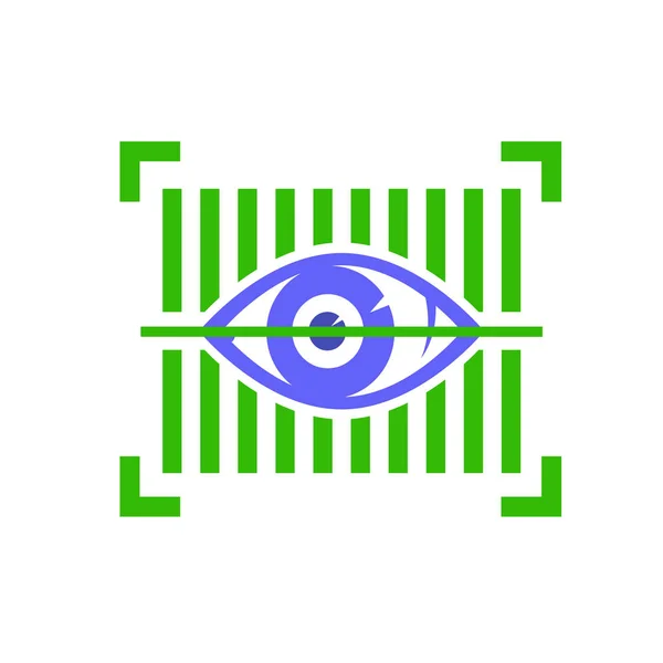 目のための生体認証システム 白い背景のアイリス検証人 顔認識のアイコン 人間のデジタル — ストック写真