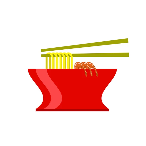 Икона Азиатской Еды Горячий Суп Лапшой Креветками Белом Фоне — стоковое фото