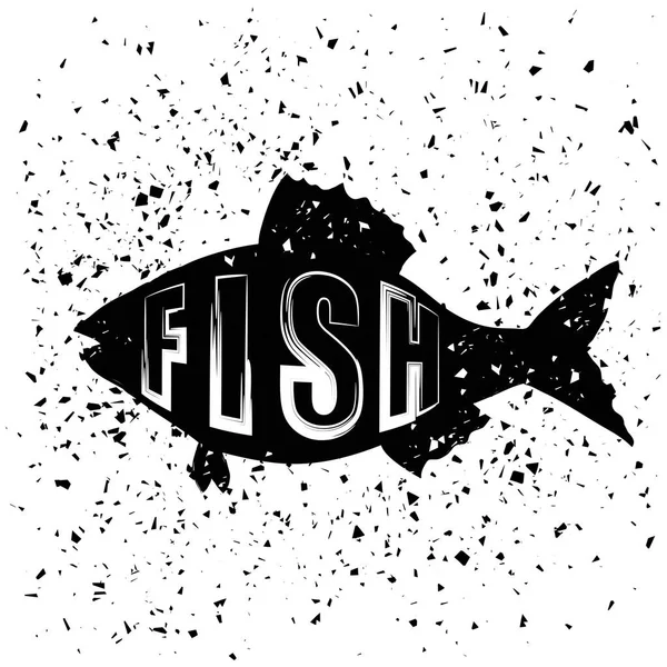 Tipografia Design Stampa Con Sea Fish Silhouette Sfondo Grunge — Foto Stock