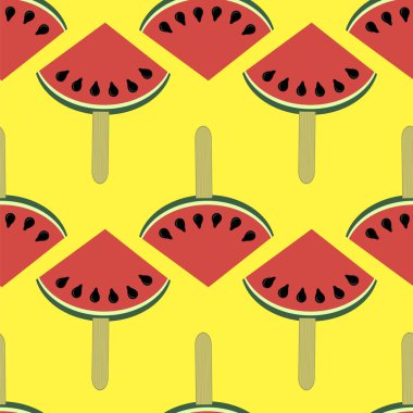 Taze dilim karpuz Dikişsiz desen Sarı zemin üzerine