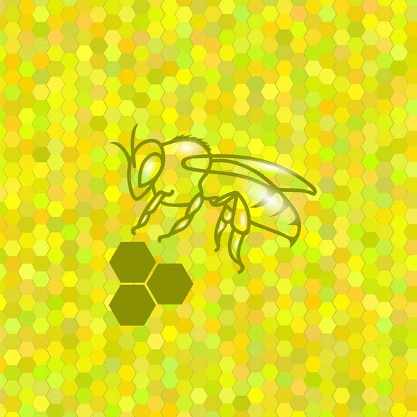 黄色の背景にかわいい蜂のシンボル — ストック写真