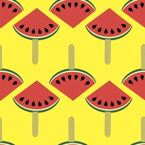 Taze dilim karpuz Dikişsiz desen Sarı zemin üzerine