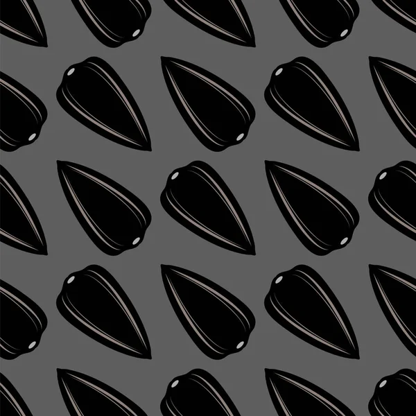 Slunečnicová Semena Zralé Černé Bezešvé Pattern Izolované Šedém Pozadí — Stock fotografie