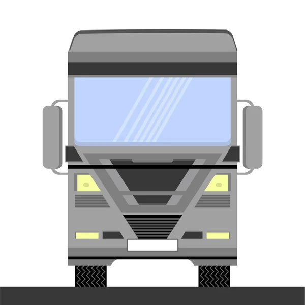 白の背景にグレーのコンテナー トラック アイコン 正面から見た図 貨物の配送 汎用トレーラー輸送 Eurotrucks 提供車両 — ストック写真