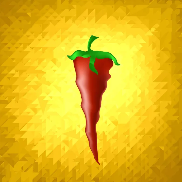 黄色三角形马赛克背景上的热熟鲜红辣椒 — 图库照片