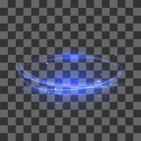 在格子背景上隔离的透明光效果 蓝色闪电 Flafe 金色发光的星星 带圆形透镜的抽象椭圆 火焰环跟踪 — 图库照片