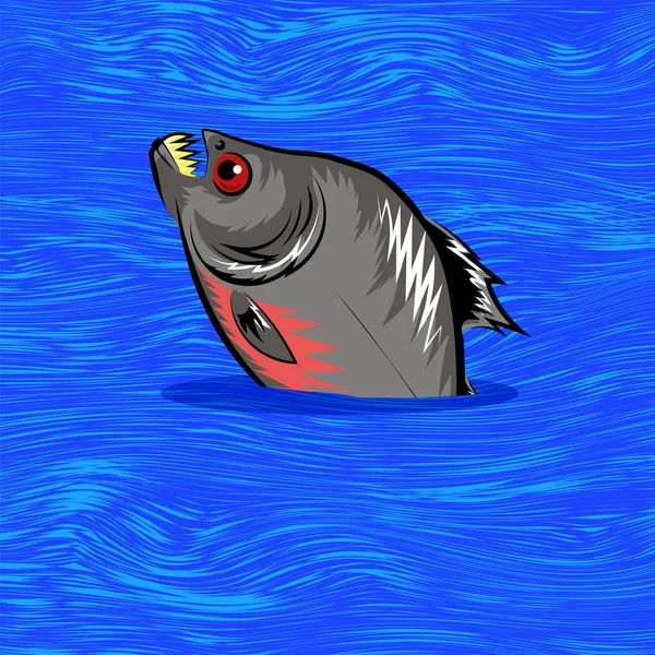 动画片鱼游泳在蓝色水背景下 — 图库照片