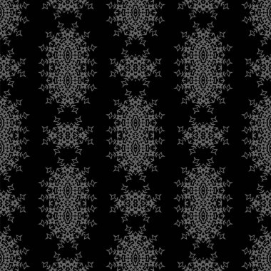 Gri Süslü Kusursuz Çizgi Düzeni. Sonsuz doku. Doğulu Geometrik Süsleme