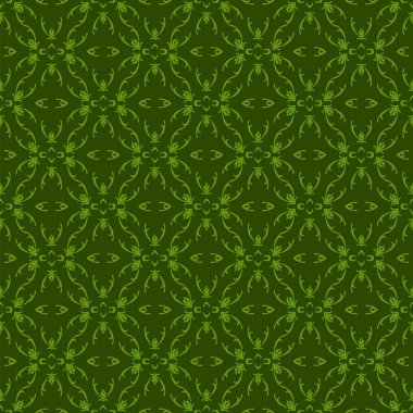 Yeşil süs kesintisiz çizgi deseni. Sonsuz doku. Oryantal geometrik süsleme