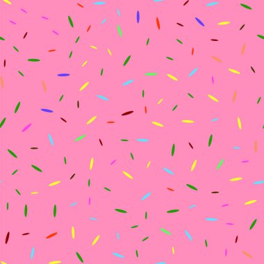 Sweet Donut Pink Texture. Glaze and Colored Sprinkles Seamless Pattern clipart